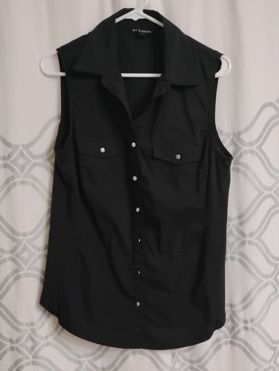 Zac & Rachel Tops - Zac & Rachel Black Button Up Sleeveless Blouses